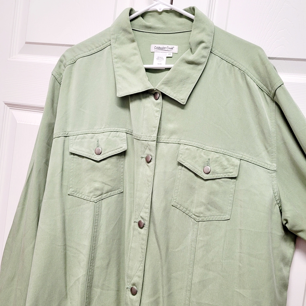 Coldwater Creek Sage Green Shirt Jacket - Picture 3 of 7